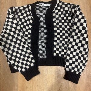 Black and White Checkered Cardigan